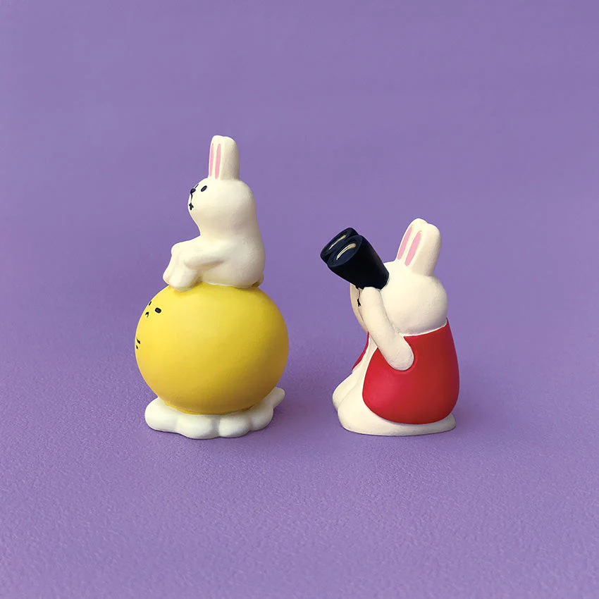 Decole Concombre Figurine - Moon Viewing Party - Binoculars Rabbit - Image 2