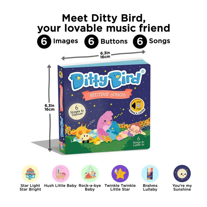 Ditty Bird Bedtime Songs Multi-Coloured 16x2x16cm - Image 2