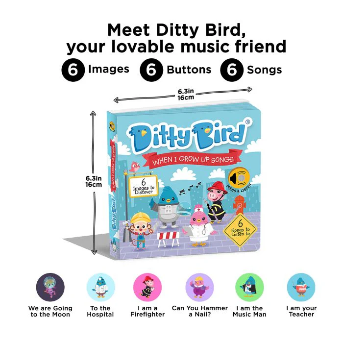 Ditty Bird When I Grow Up Songs Multi-Coloured 16x2x16cm - Image 2