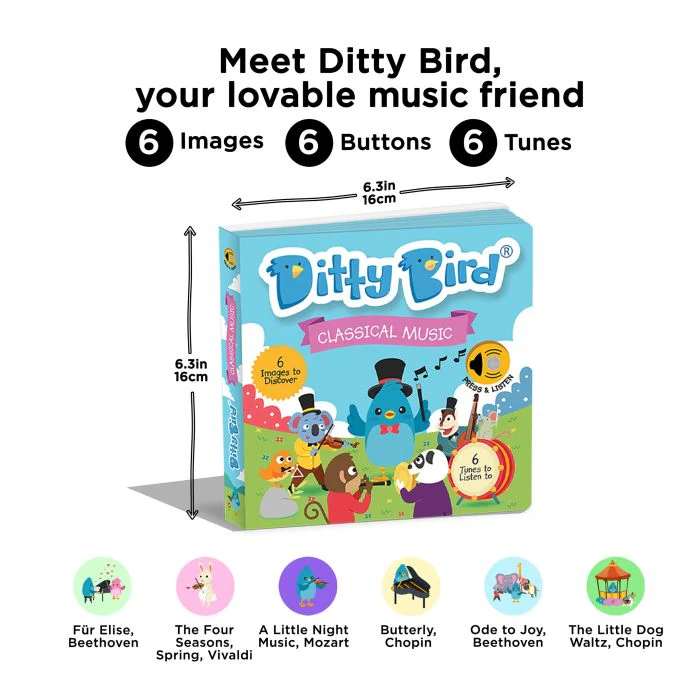 Ditty Bird Classical Music Multi-Coloured 16x2x16cm - Image 2