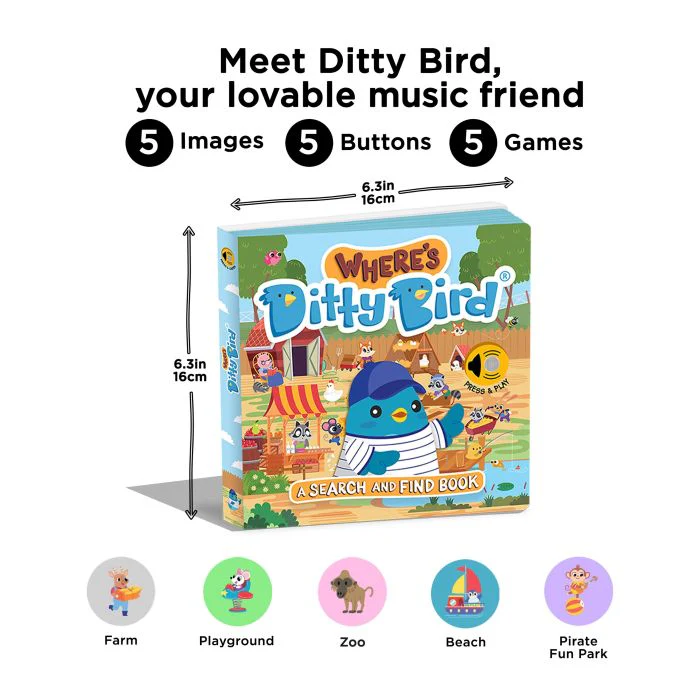 Ditty Bird Where's Ditty Bird? Multi-Coloured 16x2x16cm - Image 2