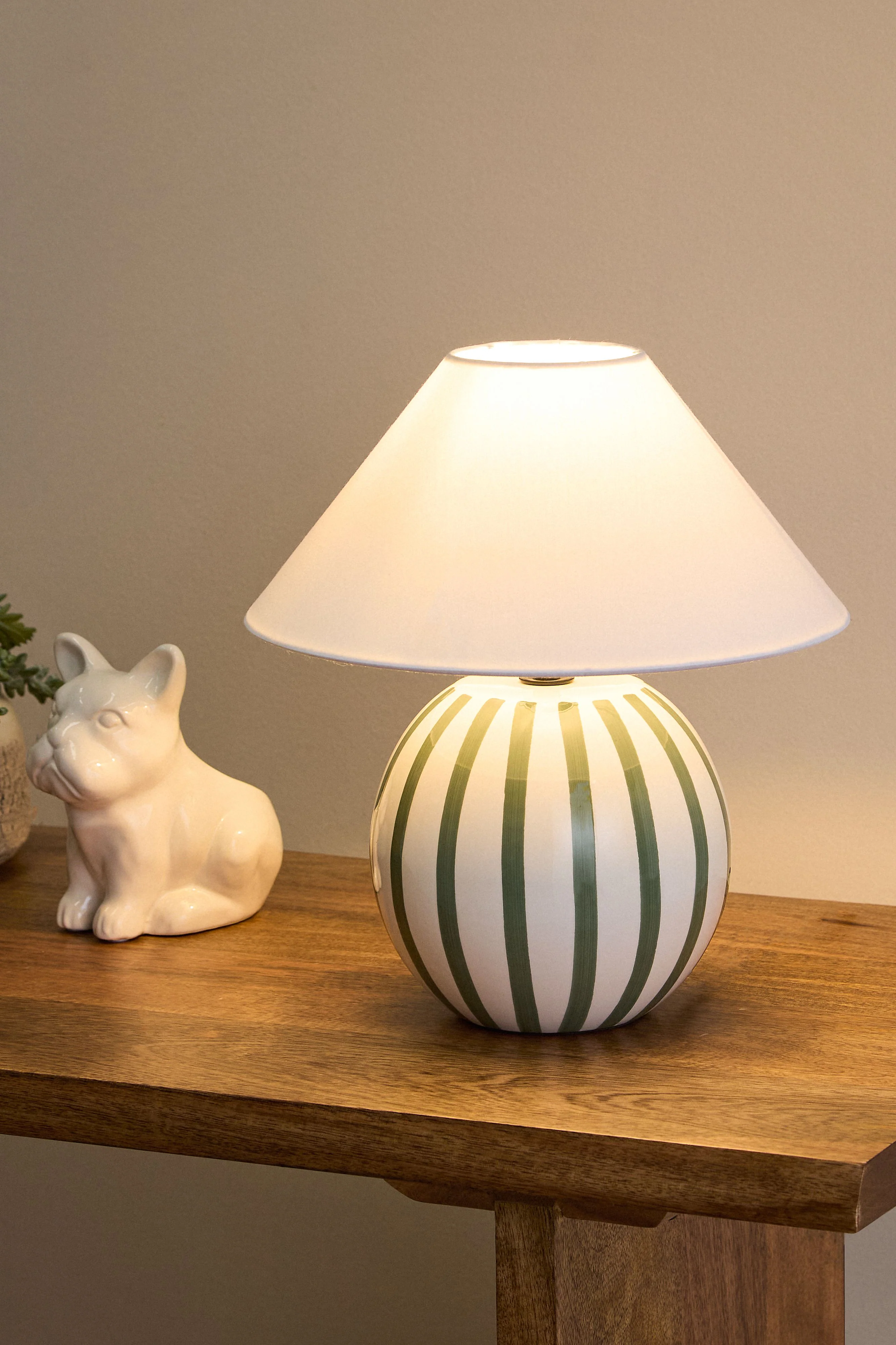 Emporium Arya Stripe Ceramic Table Lamp Green 25x25x28cm - Image 4