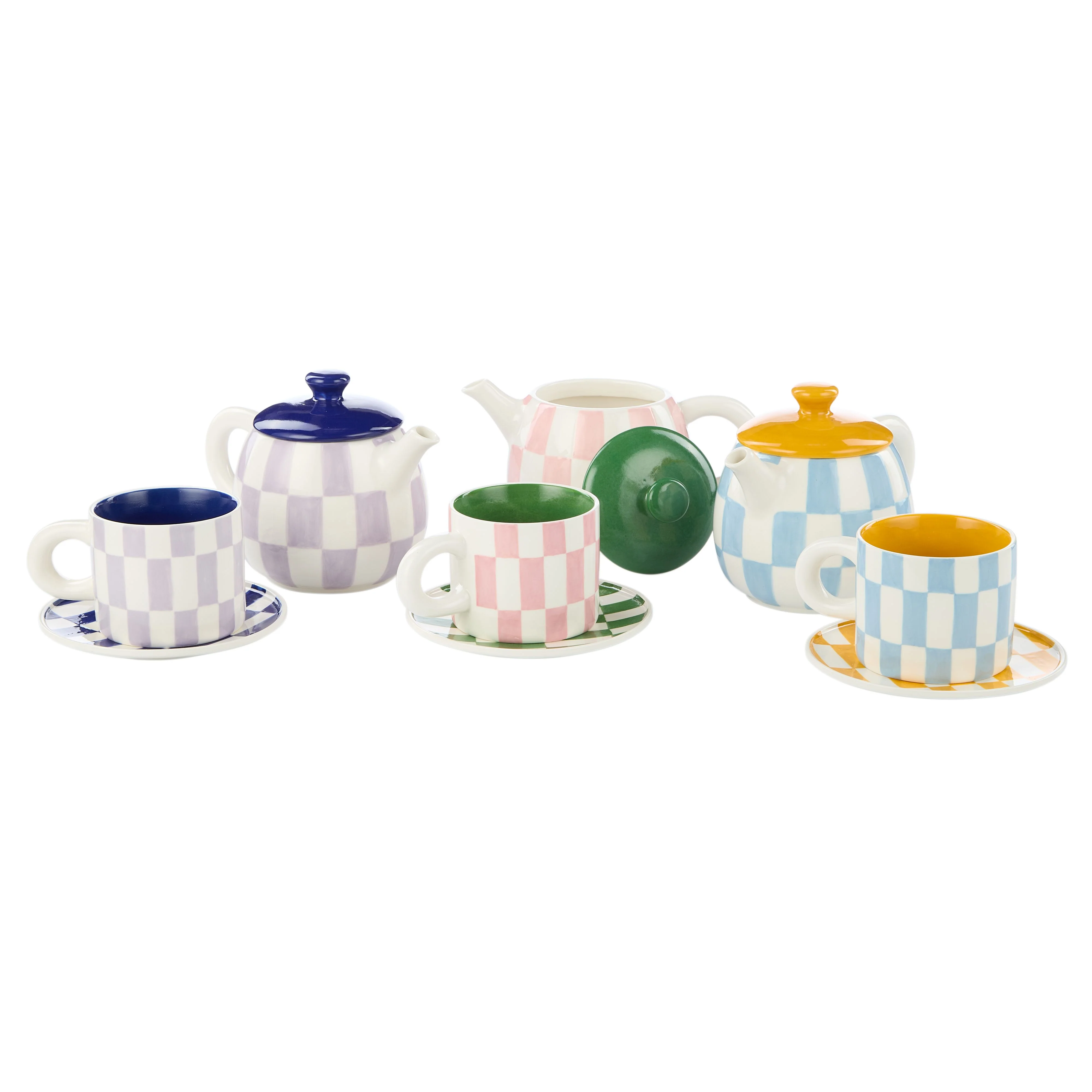 Emporium Check Mug & Plate Set Blue & Orange - Image 4