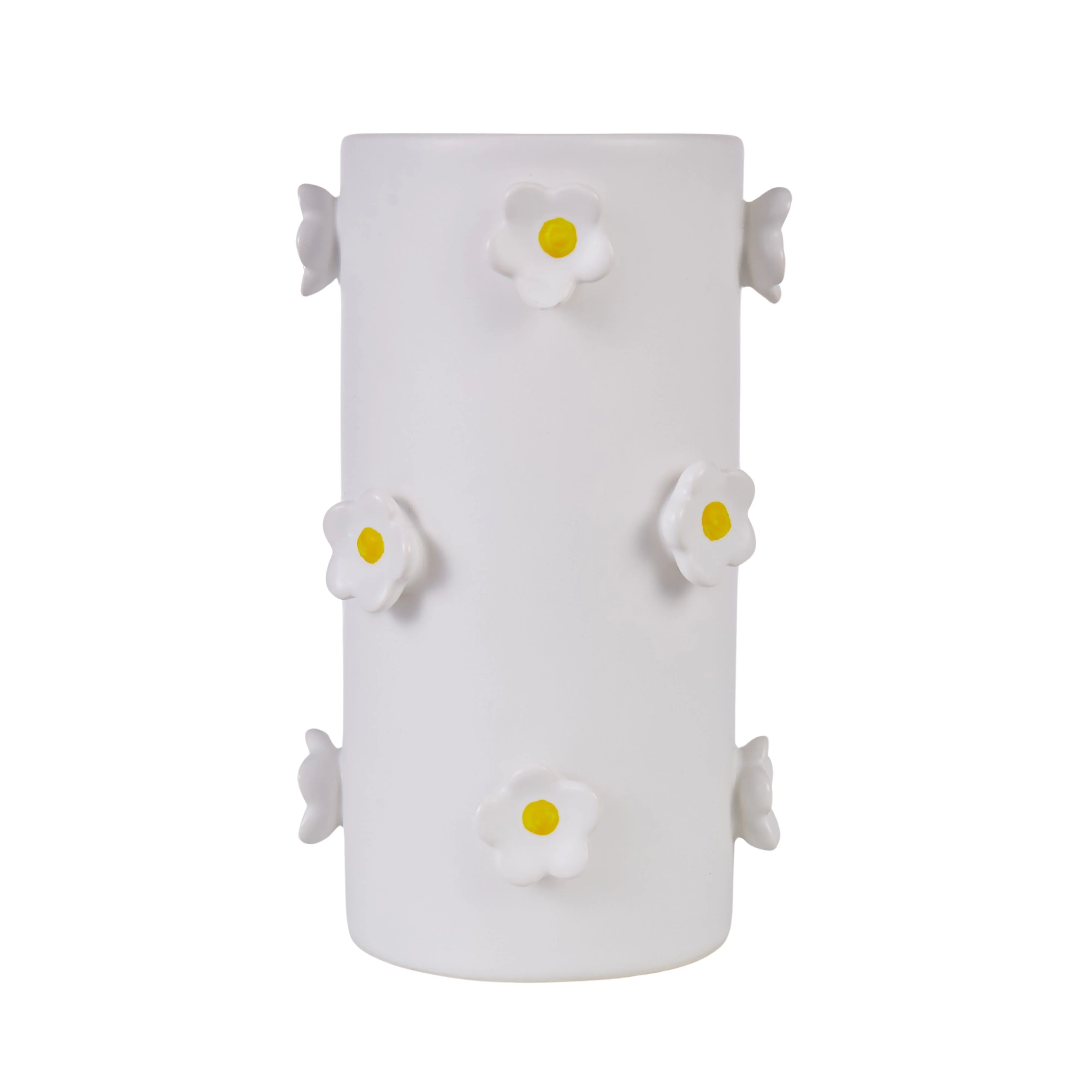 Emporium Daisy Vase White & Yellow 9.5x9.5x16cm - Image 2