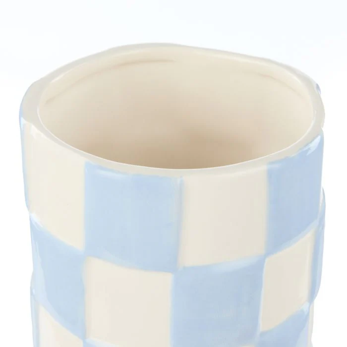 Emporium Lulu Collection Check Vase Round Blue - Image 3