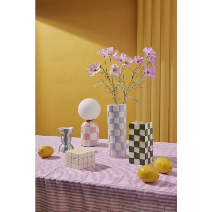 Emporium Lulu Collection Check Vase Round Blue - Image 4