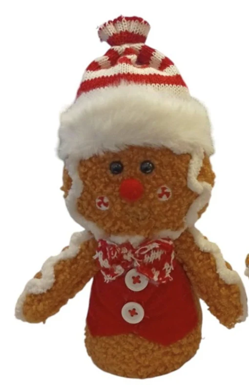 Fabric Sitting Gingerbread Man Décor 11x6x20cm - Image 2