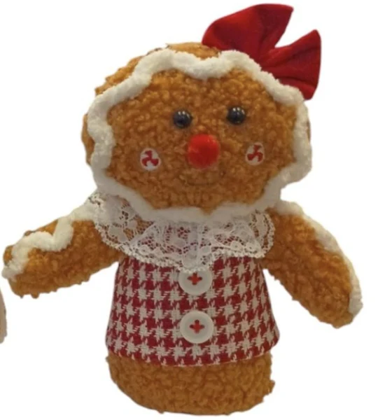 Fabric Sitting Gingerbread Man Décor 11x6x20cm - Image 3