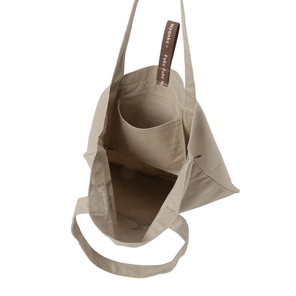 Hapins Canvas Tote White Bag Calico Cat - Image 3
