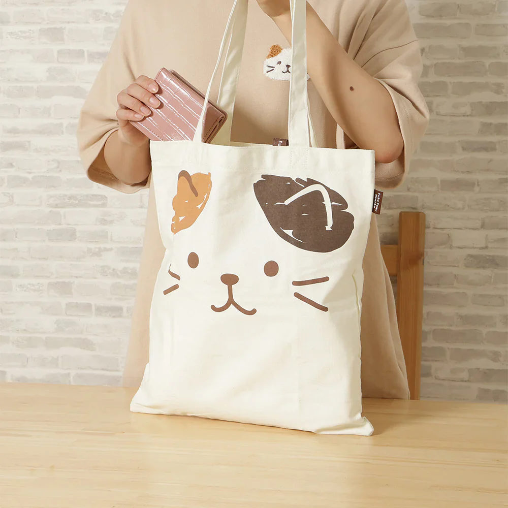 Hapins Canvas Tote White Bag Calico Cat - Image 8