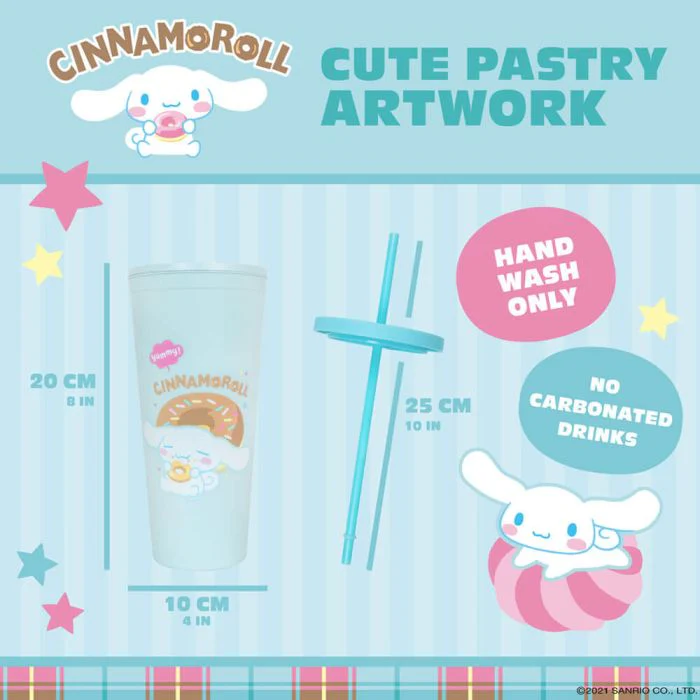 Hello Kitty and Friends Cinnamoroll Cup with Straw 28cm - Image 5