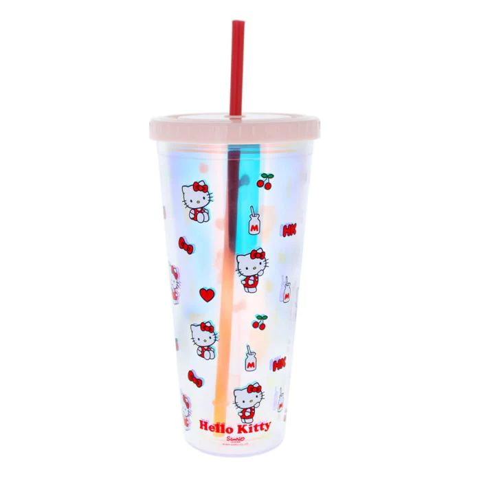 Hello Kitty and Friends Hello Kitty Pretty in Pink: Beaker & Straw 20.5cm - Image 2