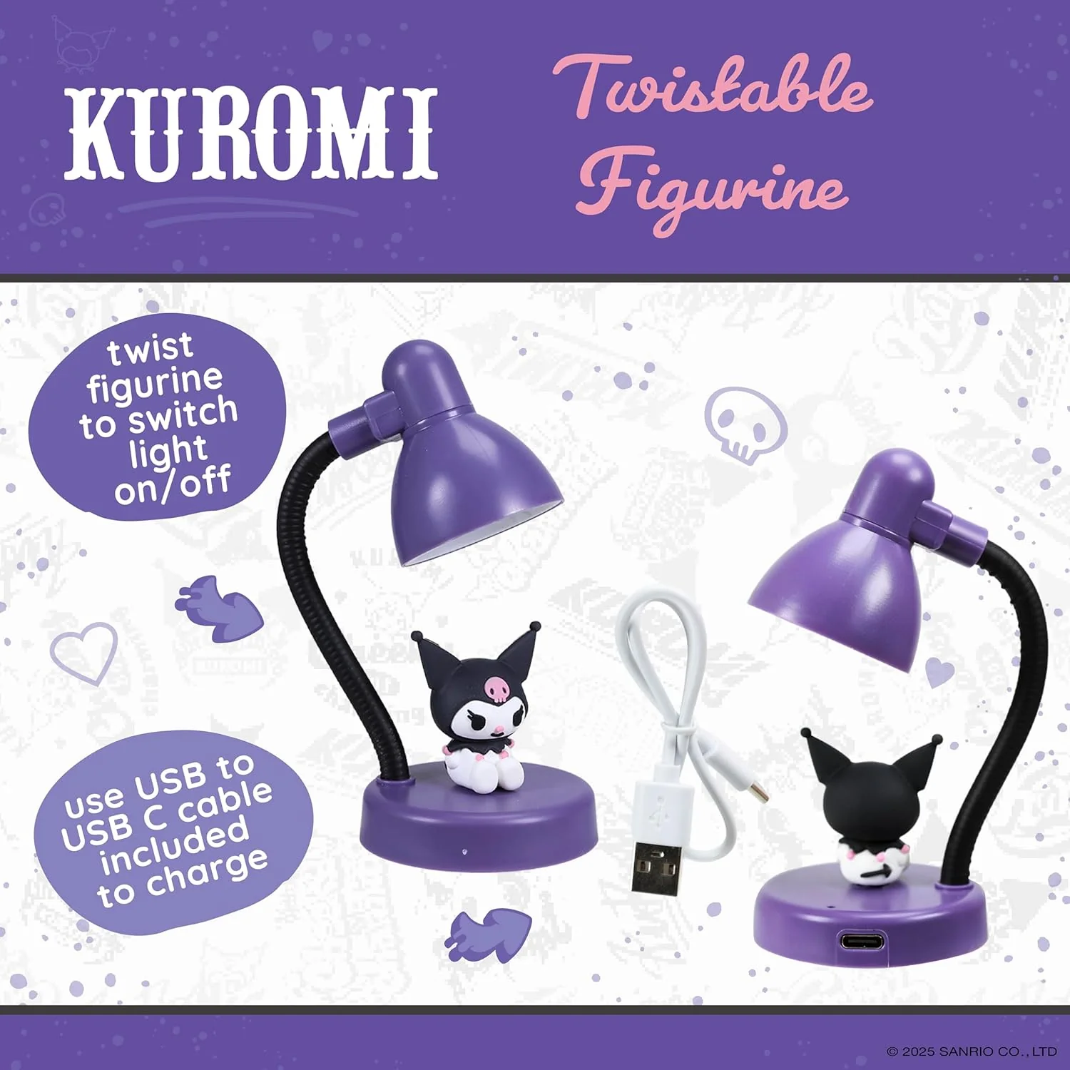 Hello Kitty and Friends Kuromi Mini Lamp - USB C - Image 4