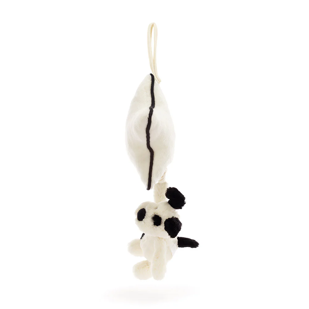 Jellycat Musical Pull Bashful Black & Cream Puppy 30cm - Image 2