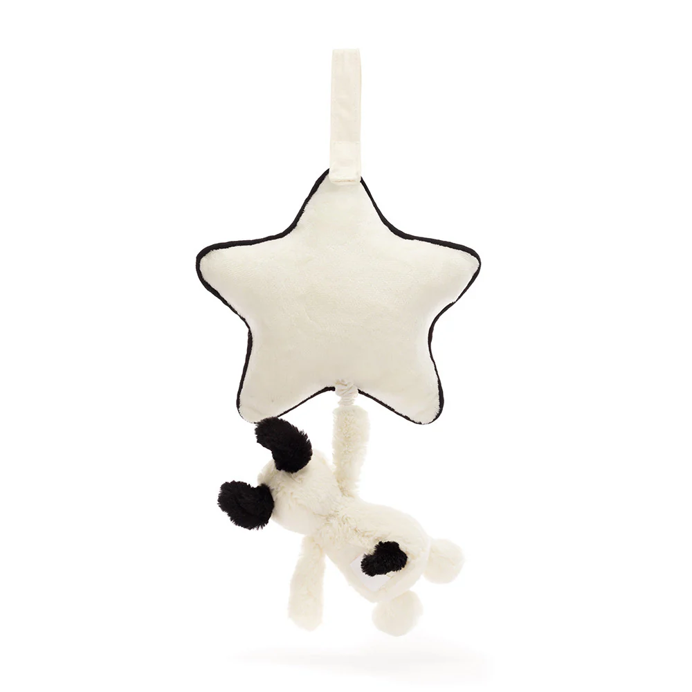 Jellycat Musical Pull Bashful Black & Cream Puppy 30cm - Image 3