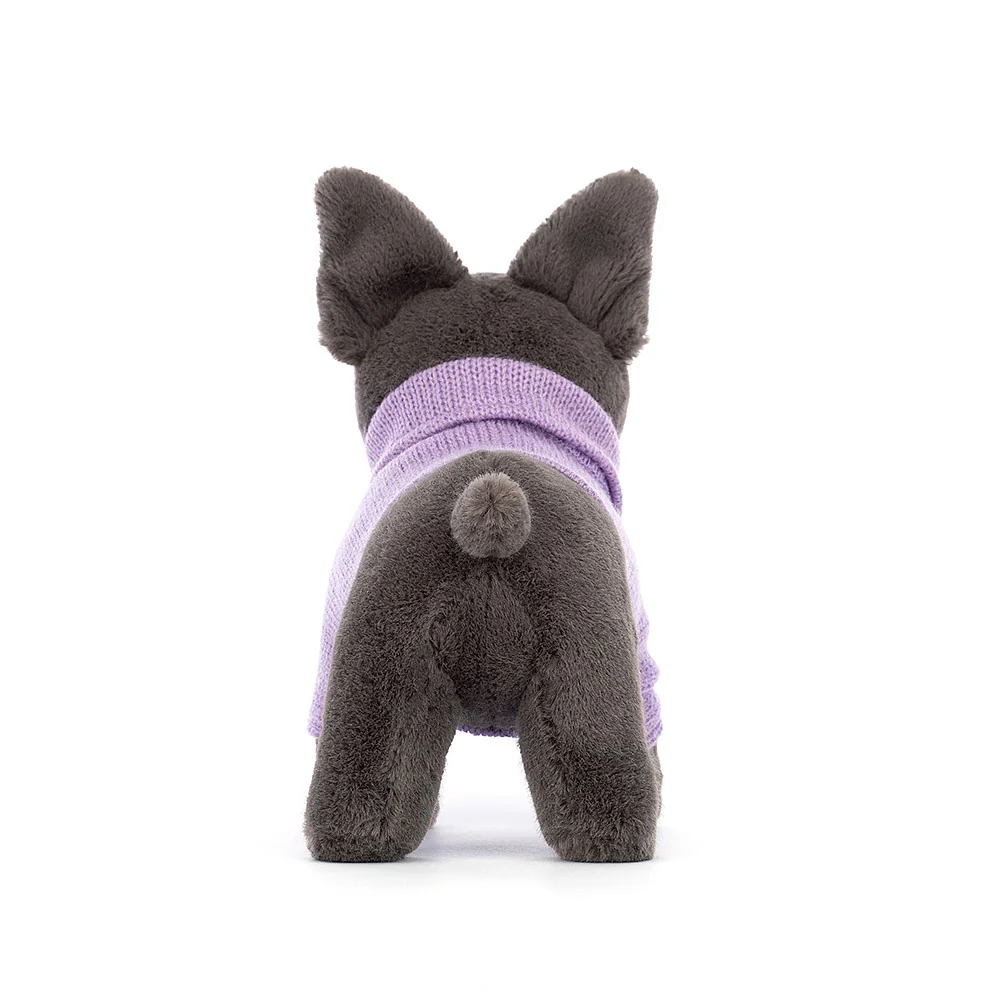 Jellycat Sweater French Bulldog Purple 19cm - Image 3