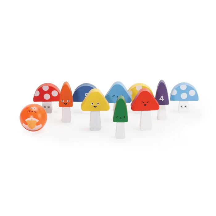Kikkerland It's a Strike Mini Mushroom Bowling Multi-Coloured 15x5x11cm - Image 2