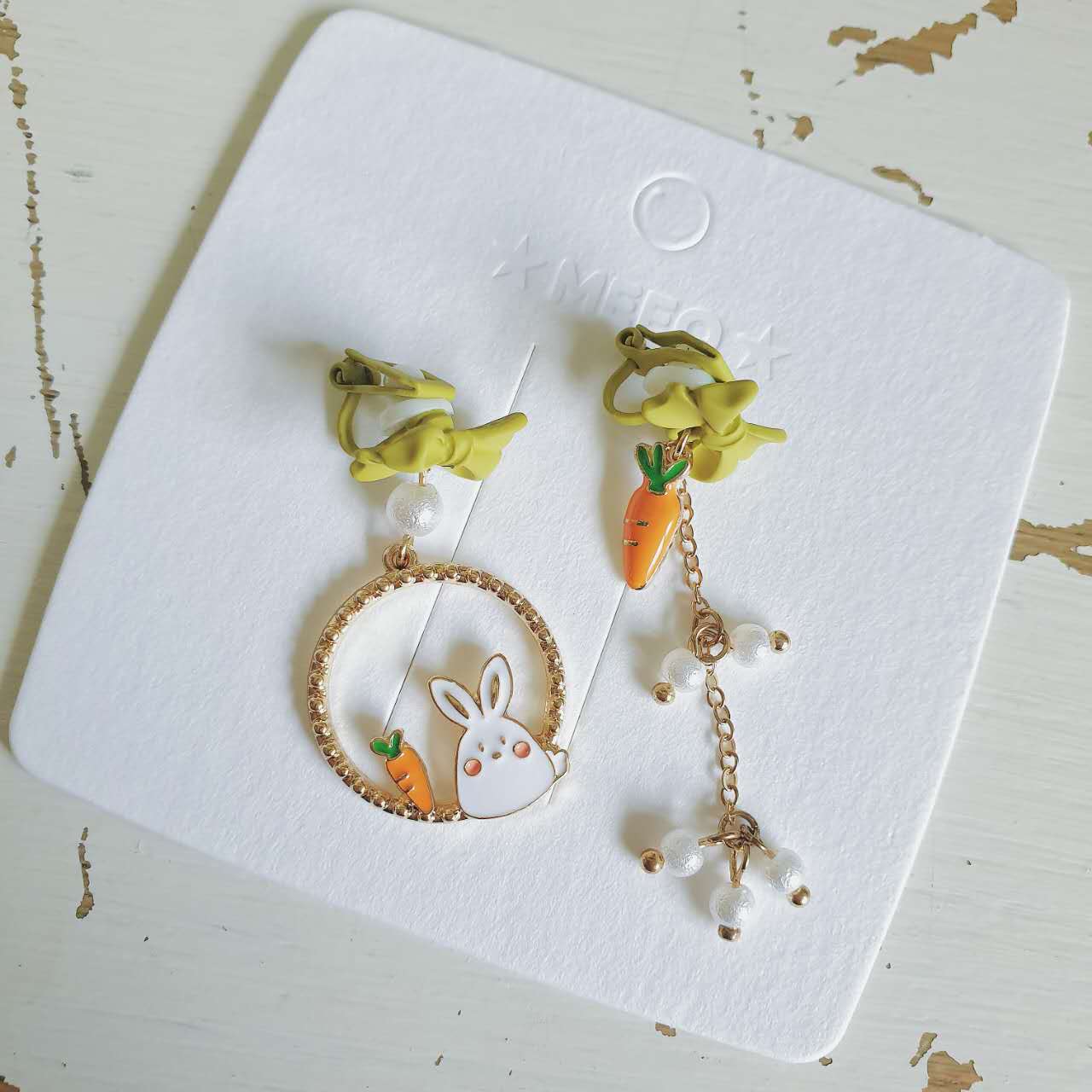 Luninana Clip-on Earrings - Easter Bunny with Carrot Earrings YBY044 - Image 3