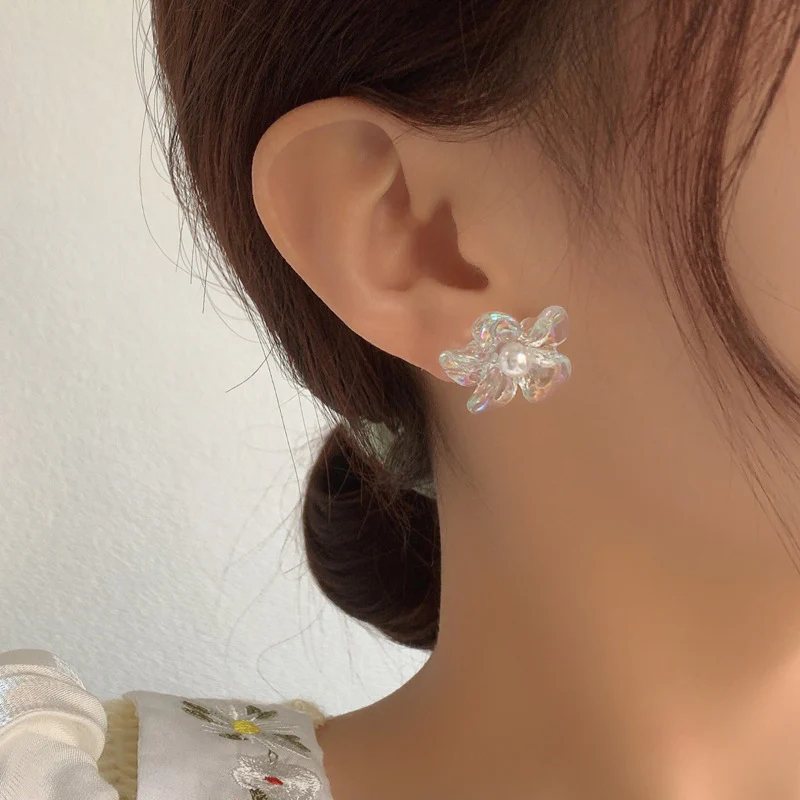 Luninana Clip-on Earrings - Glassy Flower Earrings YBY036 - Image 2