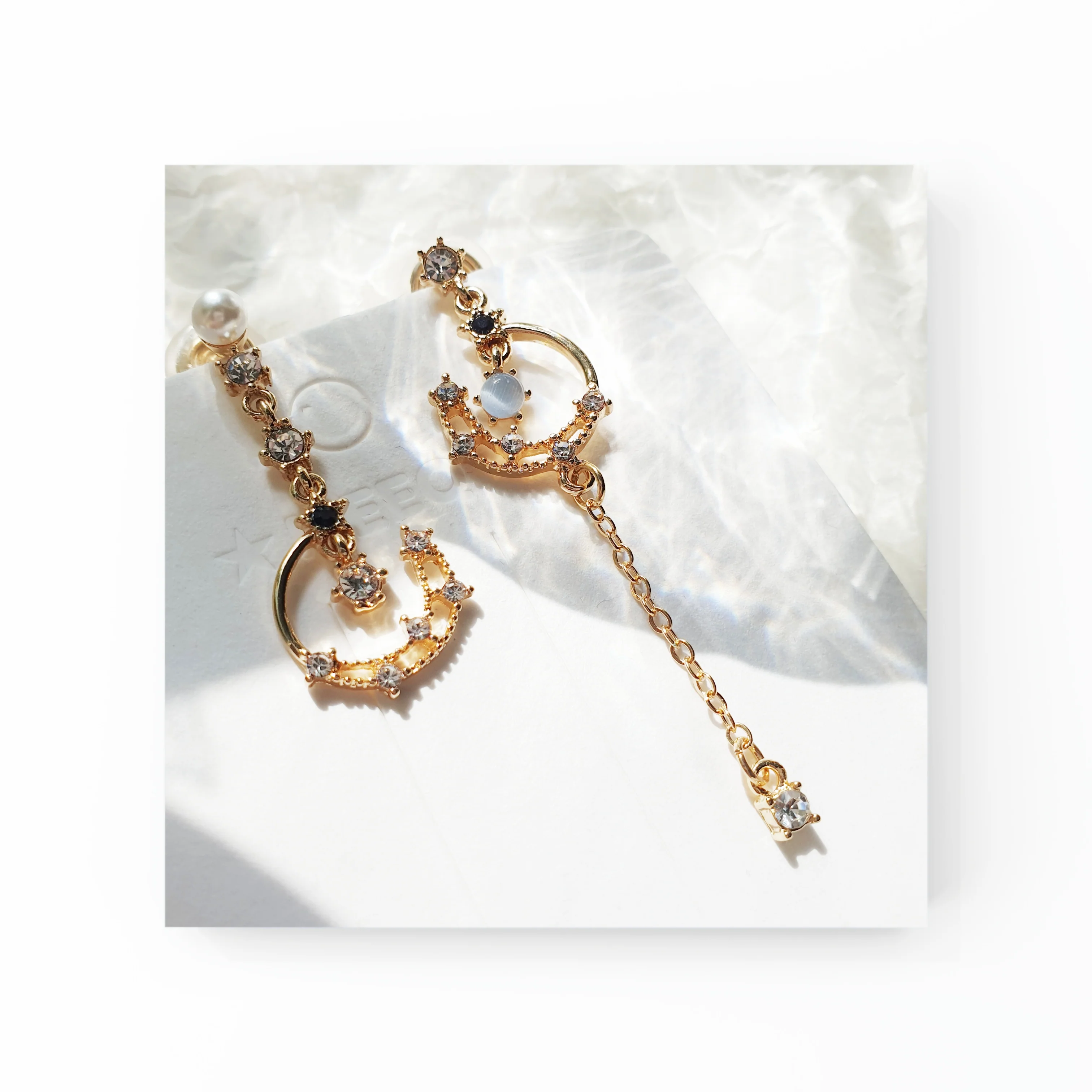Luninana Clip-on Earrings - Hanging Moon with Pearl Earrings LL014 - Image 5
