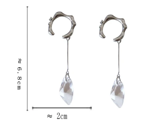 Luninana Clip-on Earrings - Mystical Crystal Long Earrings YBY017 - Image 2