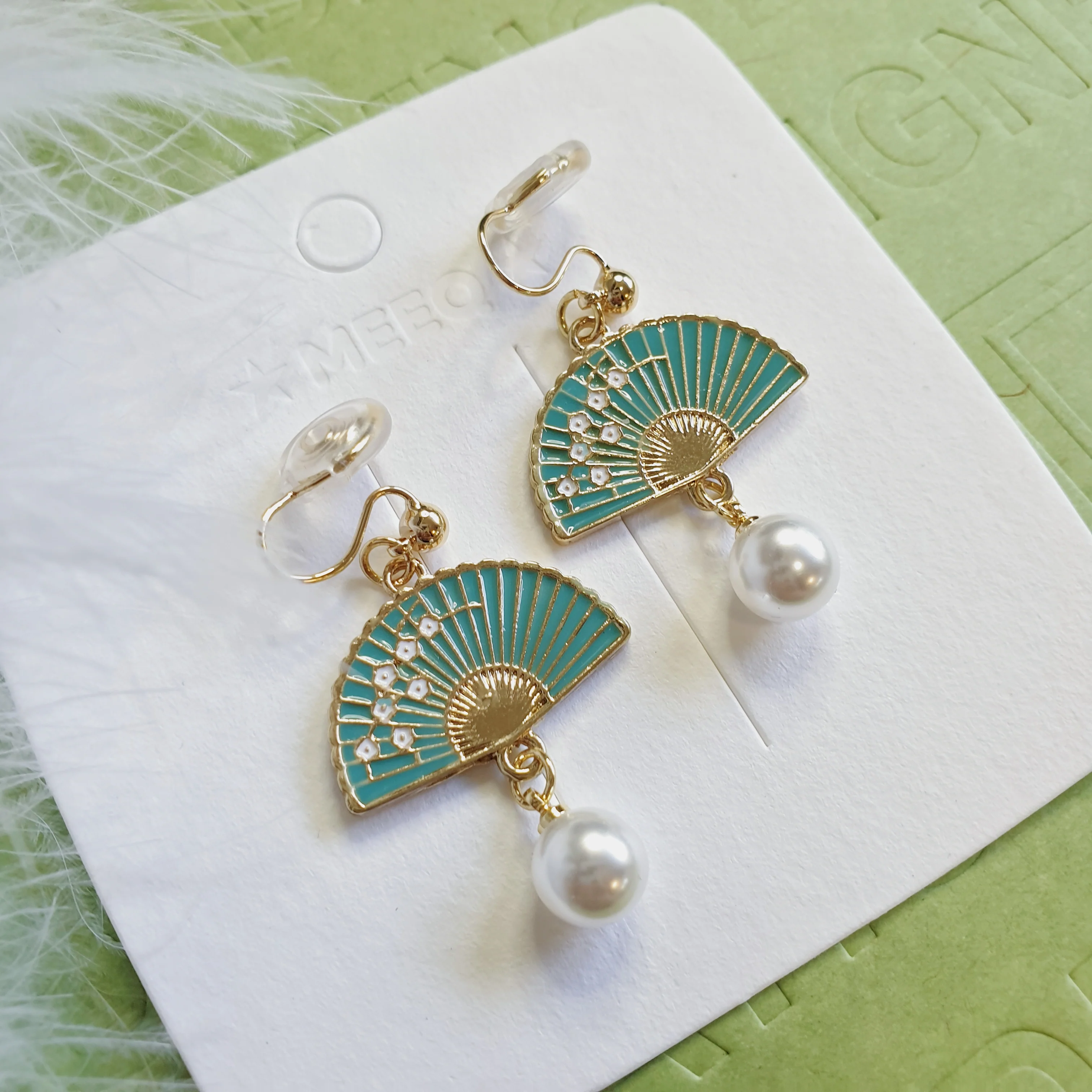 Luninana Clip-on Earrings - Oriental Blossom Fan Earrings LL023