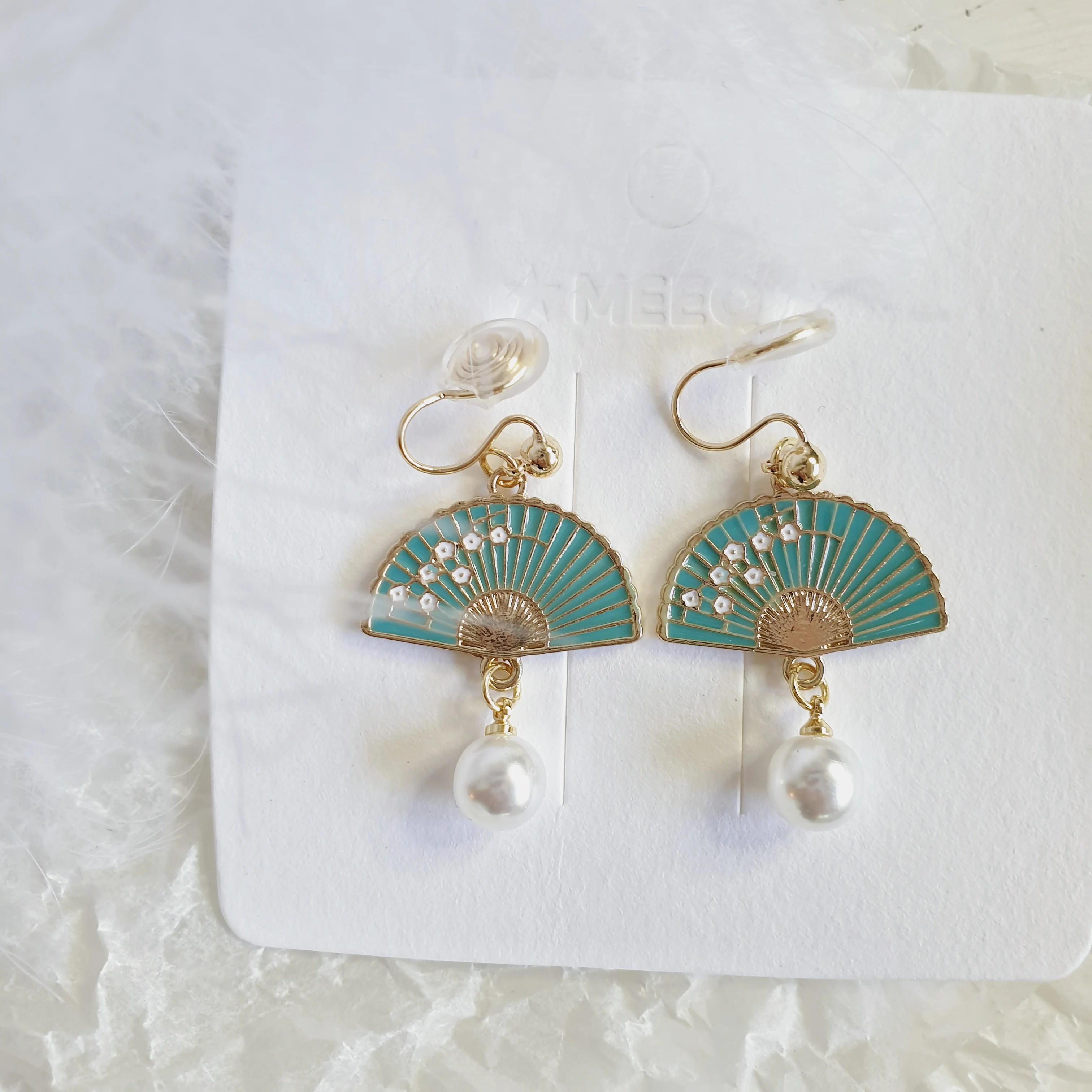 Luninana Clip-on Earrings - Oriental Blossom Fan Earrings LL023 - Image 6