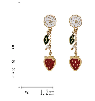 Luninana Clip-on Earrings - Strawberry Floral Earrings YBY087 - Image 2