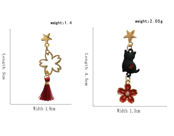 Luninana Clip-on Earrings - The Black Sakura Cat YBY012 - Image 2