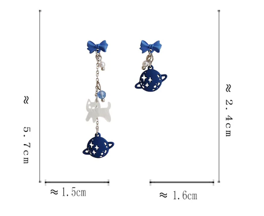 Luninana Earrings - Blue Space Kitten YBY065 - Image 2