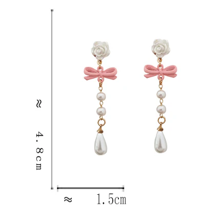 Luninana Earrings - Classic White Flower with Pearl Earrings YBY092 - Image 2