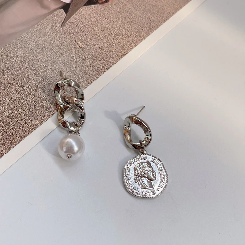 Luninana Earrings - Coin Dangle with Pearl Earrings YBY046 - Image 3