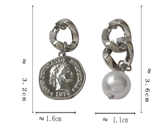Luninana Earrings - Coin Dangle with Pearl Earrings YBY046 - Image 4