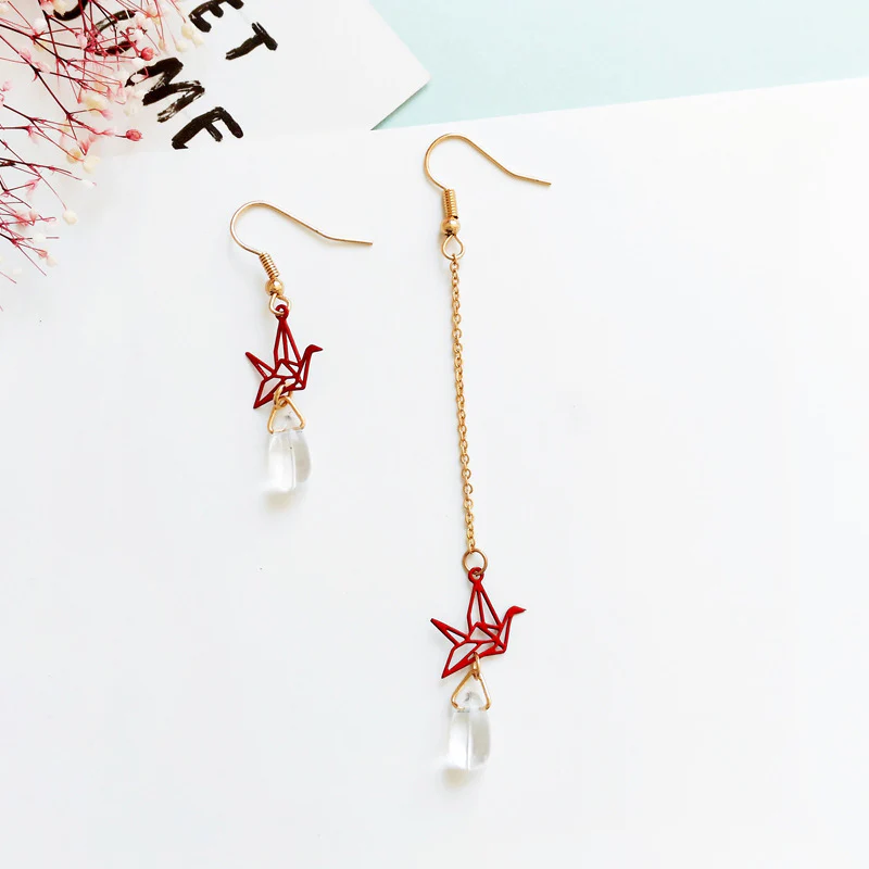 Luninana Earrings - Raindrop Origami Crane Earrings YBY002