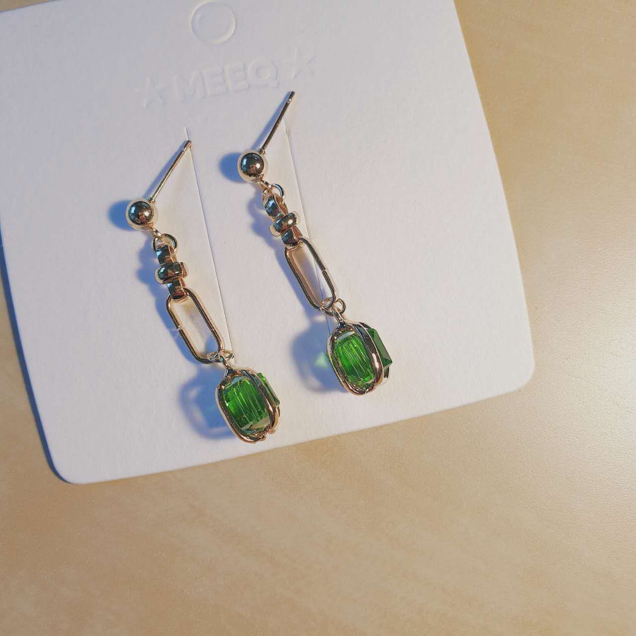 Luninana Earrings - Golden Green Crystal Earrings YX018 - Image 5