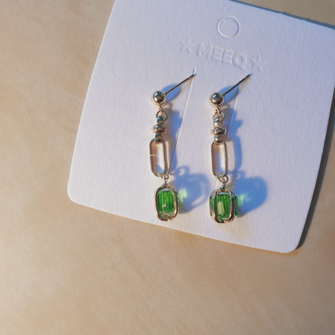 Luninana Earrings - Golden Green Crystal Earrings YX018 - Image 6