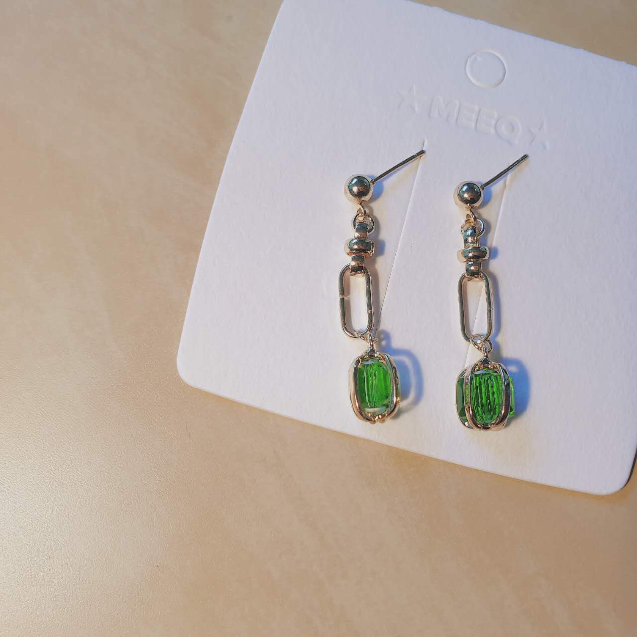 Luninana Earrings - Golden Green Crystal Earrings YX018 - Image 7
