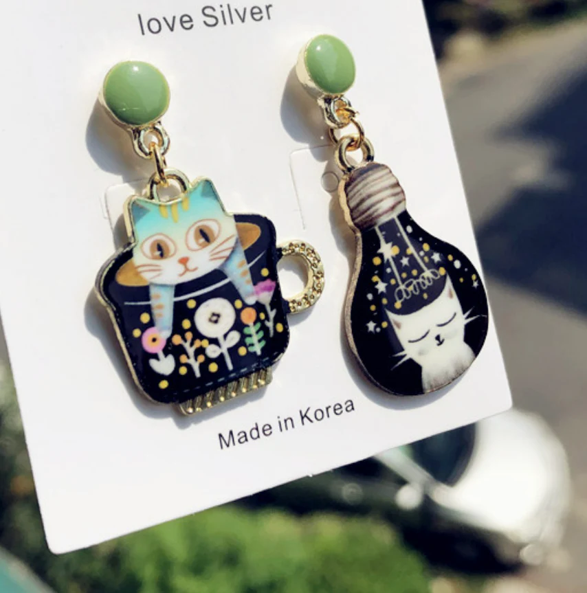 Luninana Earrings - Happy Cat Earrings- Chartreux XJ002 - Image 4