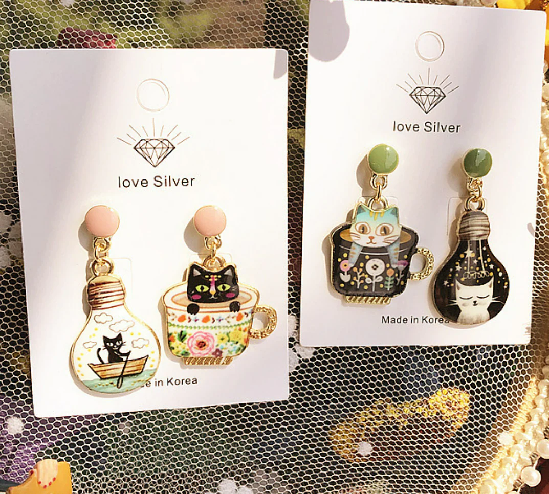 Luninana Earrings - Happy Cat Earrings- Chartreux XJ002 - Image 5