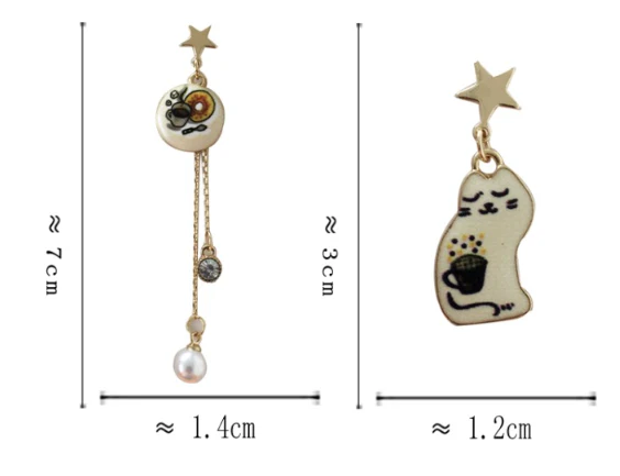 Luninana Earrings -  Lazy Coffee Cat Earrings YBY018 - Image 2