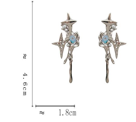 Luninana Earrings - Metal Stars with Gem Earrings YBY083 - Image 2