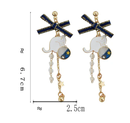 Luninana Earrings - Night Sky Cat Earrings YBY053 - Image 2