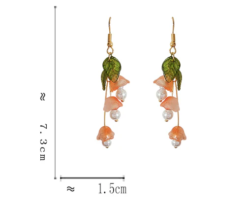 Luninana Earrings - Tassel Pink Bluebell Flowers Earrings YBY057 - Image 2