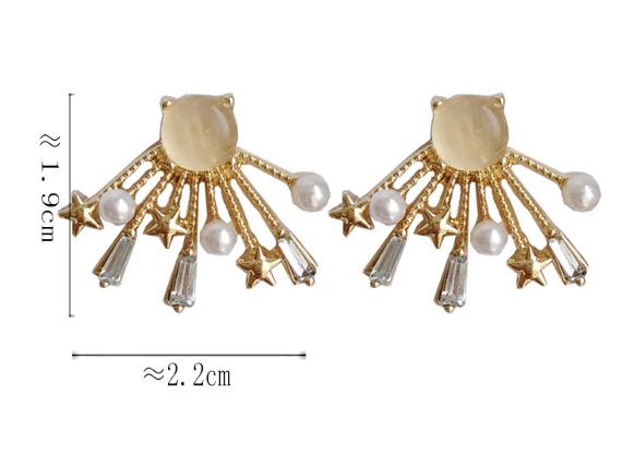 Luninana Earrings -  Shooting Stars with Pearl Earrings YBY032 - Image 2