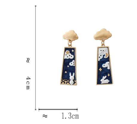 Luninana Earrings - Star Gazing Bunny Rectangle Earrings YBY054 - Image 2