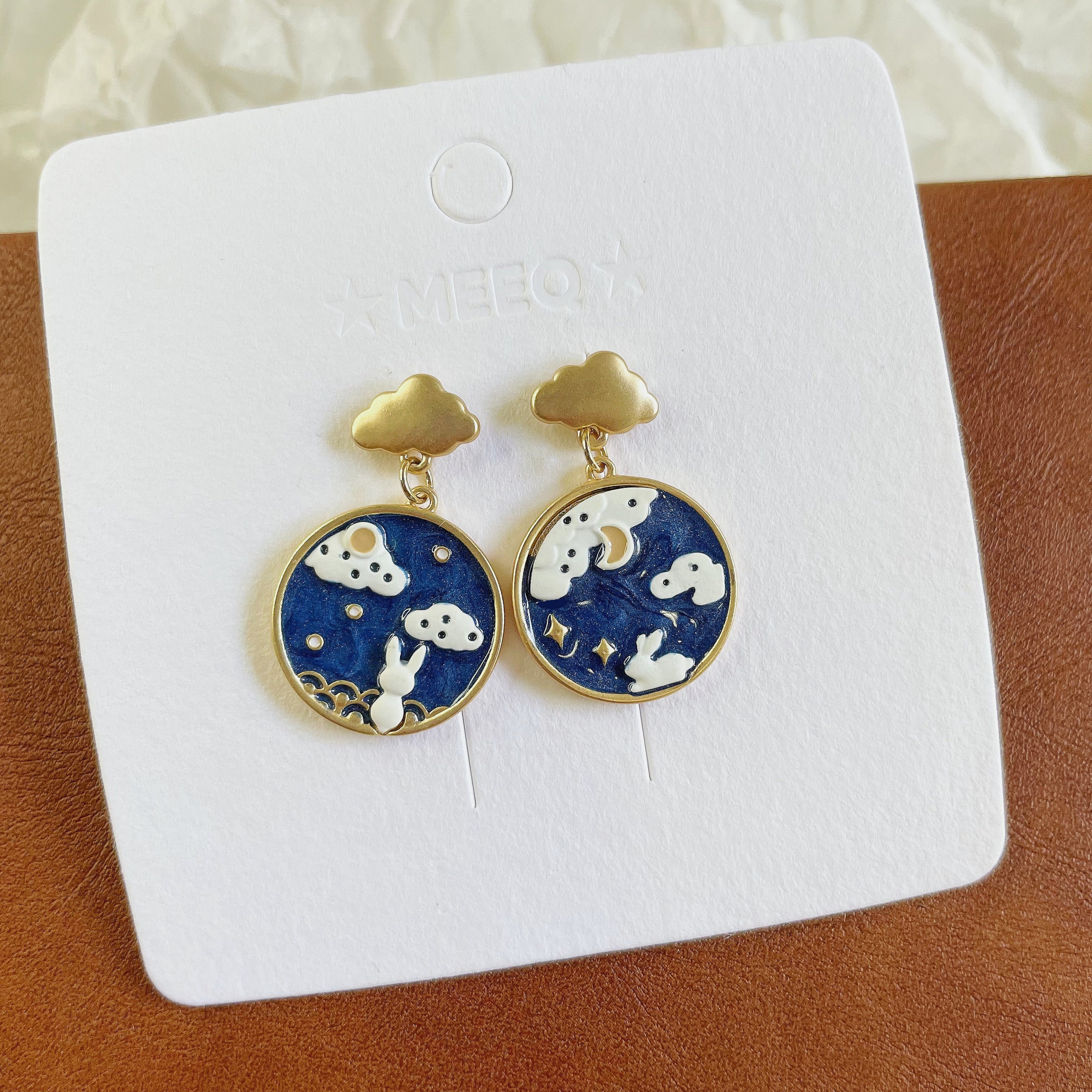 Luninana Earrings - Star Gazing Bunny Round Earrings YBY055 - Image 2