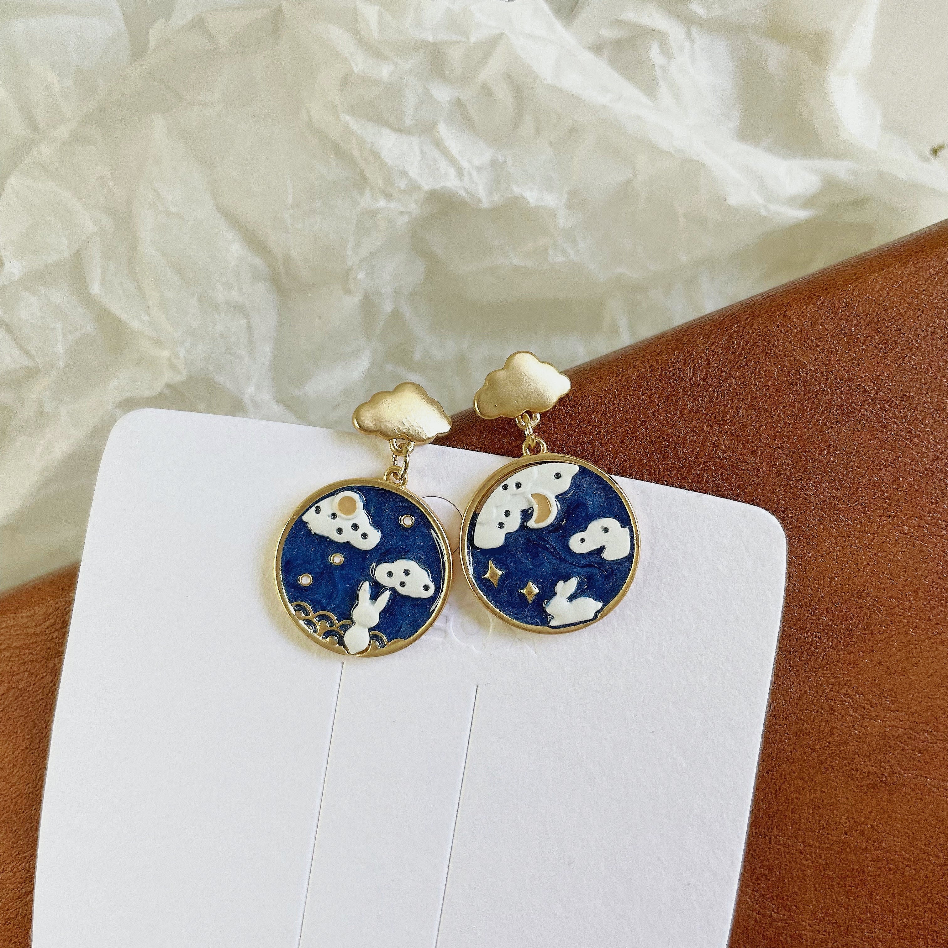 Luninana Earrings - Star Gazing Bunny Round Earrings YBY055 - Image 5