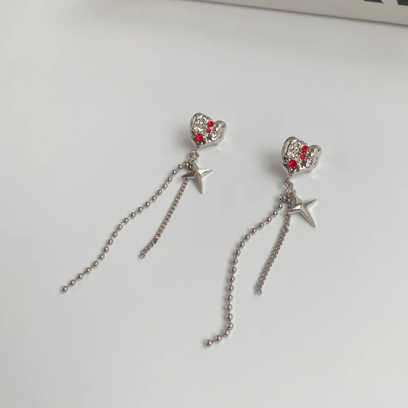Luninana Earrings - Red Diamond Heart Earrings YBY039