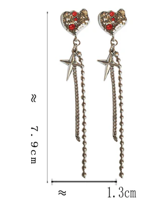 Luninana Earrings - Red Diamond Heart Earrings YBY039 - Image 2