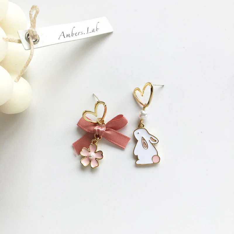 Luninana Earrings -  The Ribbon Sakura Rabbit Earrings YBY014 - Image 2